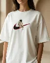 Baki Hanma Anime Custom Embroidered Cotton Oversized  White Tshirt Women.webp