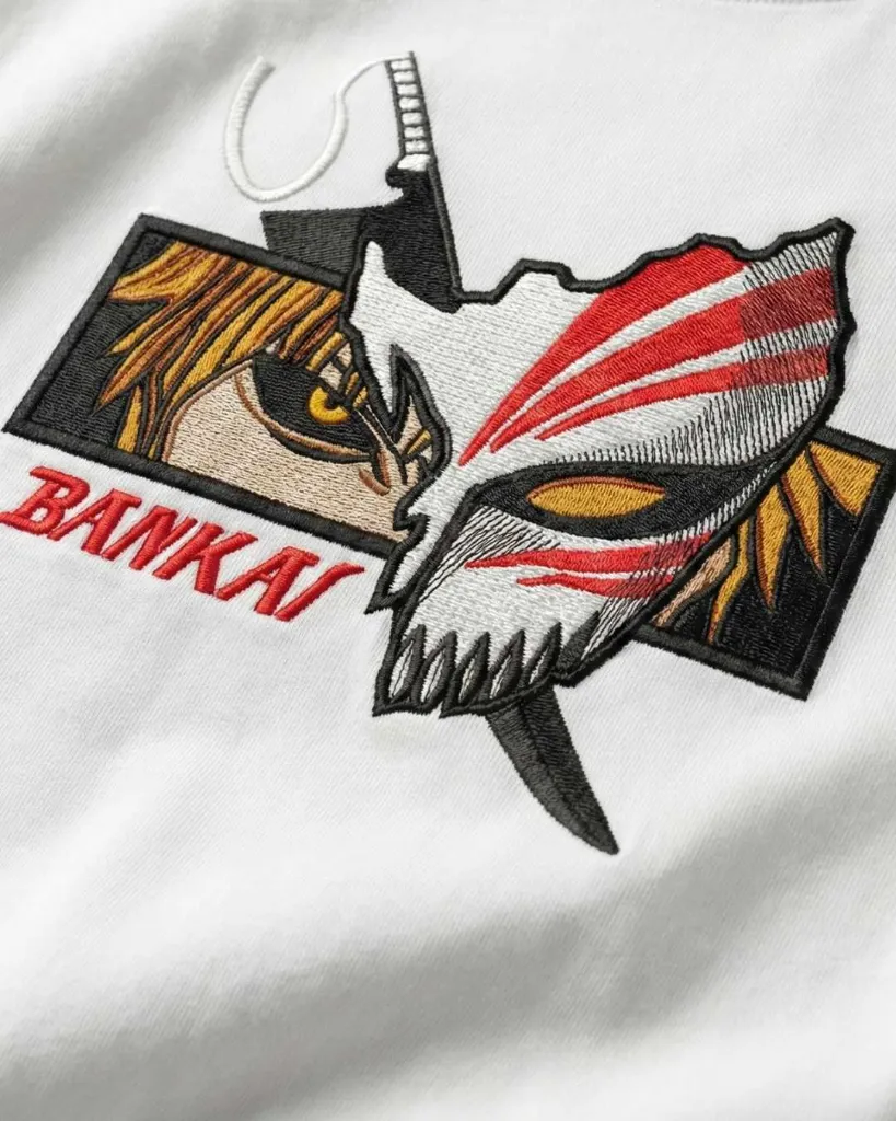 Bankai Anime Custom Embroidered Cotton White - Image detail.webp