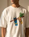 Radha Krishna Divine Custom Embroidered Cotton Oversized White T-shirt Men.webp