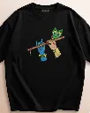 Radha Krishna Divine Custom Embroidered Cotton Oversized Black T-shirt Overview.webp