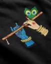 Radha Krishna Divine Custom Embroidered Cotton Black - Image detail.webp