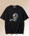Nostalgic Doraemon Best Friends Cartoon Custom Embroidered Cotton Oversized Black T-shirt Overview.webp