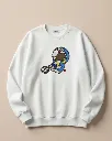 Nostalgic Doraemon Best Friends Cartoon Custom Embroidered Cotton Oversized White Sweatshirt Overview.webp